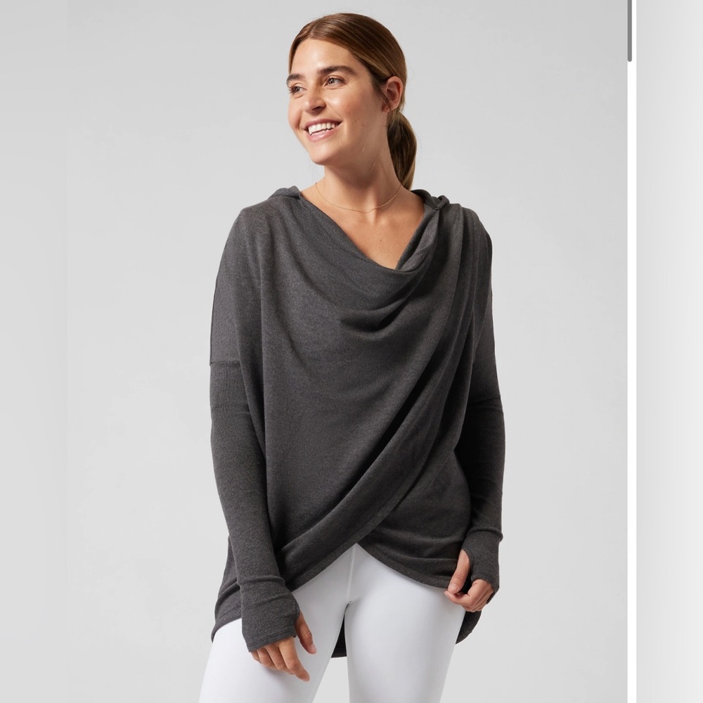 NWT New Grey Athleta Wrap Beyond Soft Hooded Sweatshirt. XS